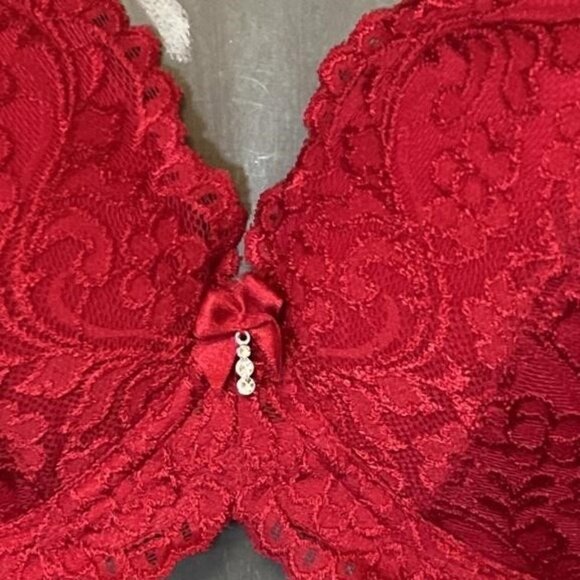 SET of 2 Bundle!! Smart & Sexy Lace Bra Padded 40D Red & Black - Picture 4 of 13